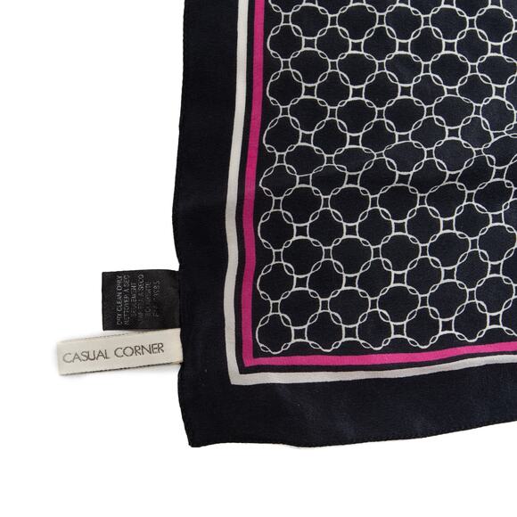 Casual Corner Navy Blue Square Silk Scarf 19" - Picture 4 of 6